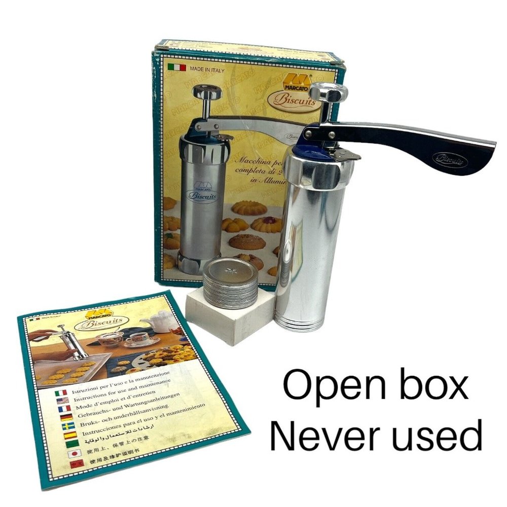 Marcato Biscuits Cookie Press Christmas Complete 20 Discs Recipe Book Italy